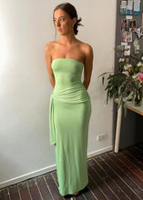 Load image into Gallery viewer, Odysseus & Penelope Draped Strapless Maxi Dress - Soft Moss