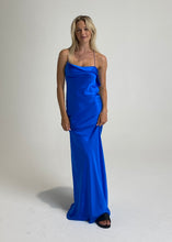 Load image into Gallery viewer, FOR SALE: Michelle Mason Ruffle Cowl Bias Gown - Azure