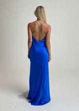 Load image into Gallery viewer, FOR SALE: Michelle Mason Ruffle Cowl Bias Gown - Azure