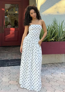 Pepper Mayo Andorra Maxi Dress - White Polkadot  outfit hire nz